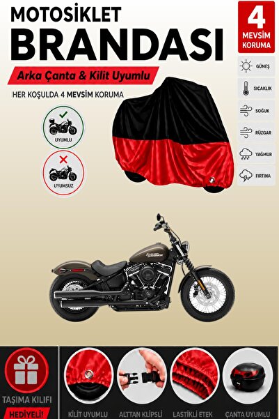Cemku Double Black Top - Red Bottom, Rear Bag Compatible Harley-Davidson Soft...