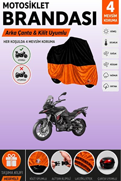 Cemku Double Black Top - Orange Bottom, Rear Bag Compatible Benelli Trk 251 M...