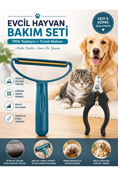 Kinlee Evcil Hayvan Tüy Toplama ve Tırnak Bakım Seti – Tiftik Toplayıcı + Ked...