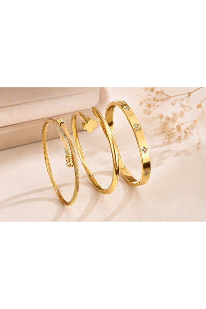 Generic Fashionable Stainless Steel Zirconia Flower Bracelet Jewelry Set for ...