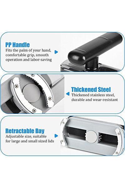 Generic Multi-Purpose Jar and Bottle Opener, Black, Stainless Steel, Jar-Opener, Bottle Opener