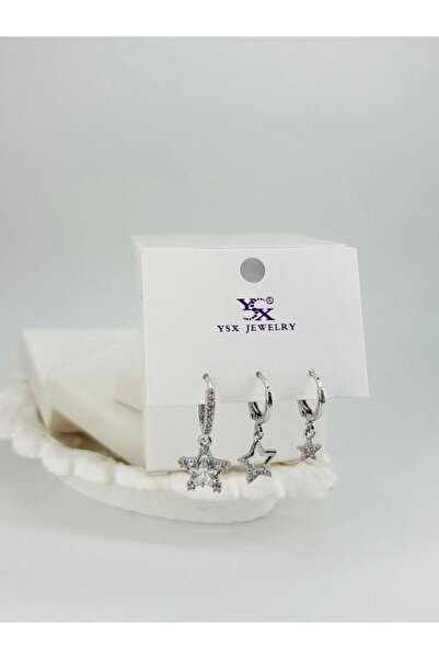 Mestore Star Detailed Triple Combination Earrings
