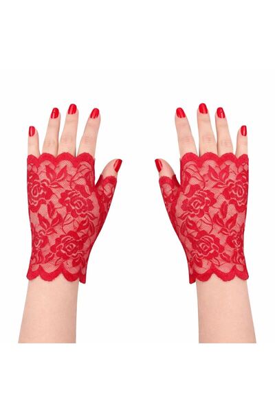 OEM Red Lace Fingerless Short Gloves