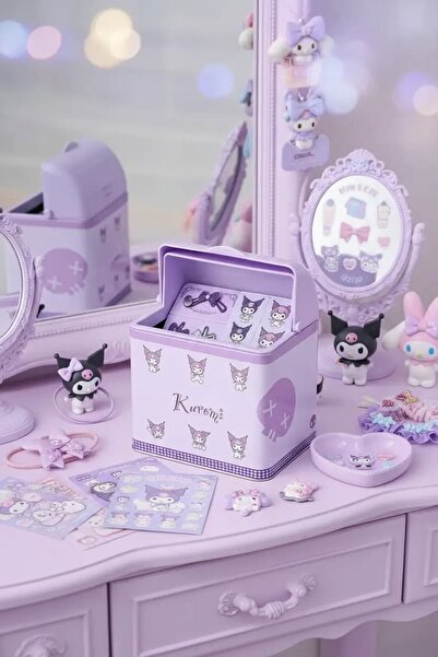 Miniso Sanrio Lisanslı Kuromi Teneke Saklama Kutusu – Çok Amaçlı Dekoratif Me...