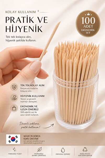 Rulia Professional Portakal çubuğu 100'lü set-Tırnak Eti İtme Çubuğu-Kore Üre...