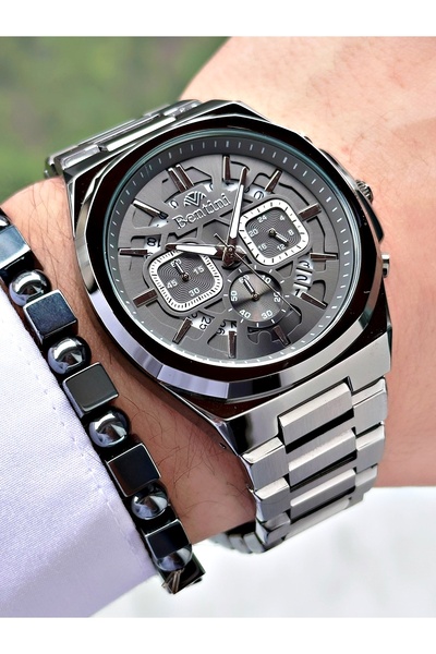 Bentini Men's Wrist Watch – Functional, Steel Band, Waterproof, 2-Year Warranty