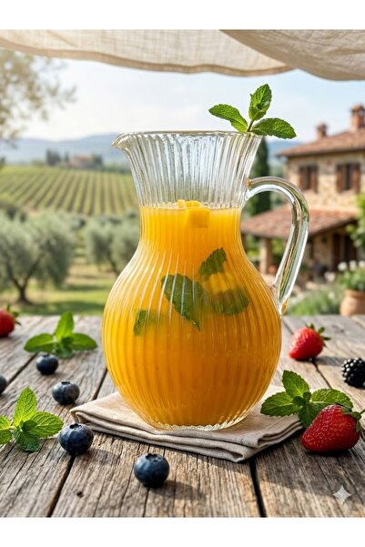 Elmas Lorita Glass Carafe, Capacity 1200 ml, Elegant Mug with Handle for Wate...