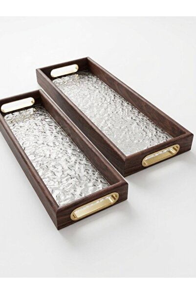 Afaq Transparent Tray Set with Wood