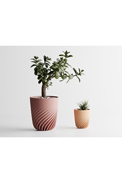 Ventra Dekoratif Saksı - Çizgili Modern Bitki Saksısı 16 cm