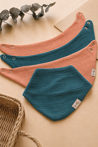 4-Pack 100% Organic Cotton Baby Muslin Bib - Baby Boy Girl Saliva and Feeding Bib, Scarf, Collar
