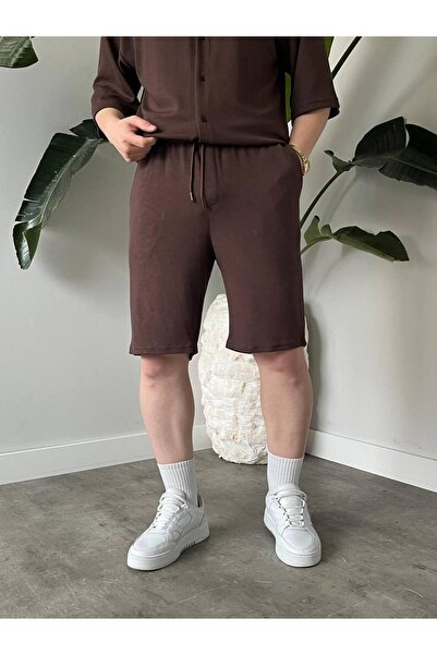 ATKGİYİM Summer Comfortable Fit Washable Linen Shorts and Shirt Set (Machine ...