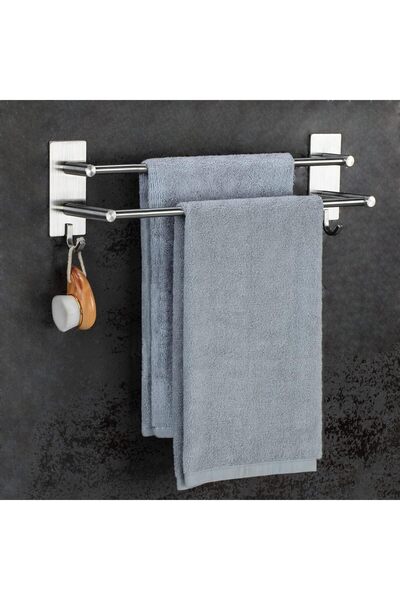 JS Towel Rail No Drilling Bathroom Towel Rail Stainless Steel Tea Towel Holde...