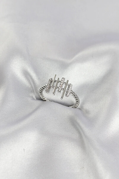 Marsilyan Nvdn- Silver Color Zircon Stone Column Model Women's Ring Iegrs-Nvdn1