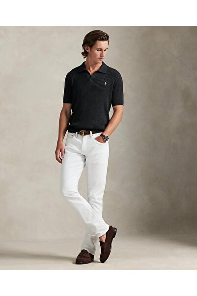 Ralph Lauren Black Label تي شيرت بولو من القطن المضلع بياقة جوني 100082625