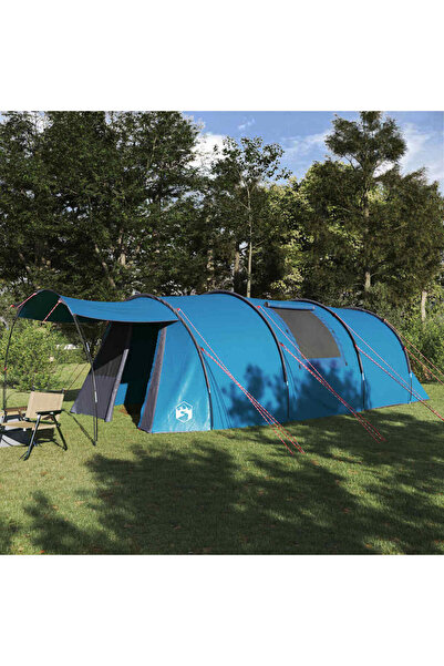 vidaxl Cort tunel pentru 4 persoane Albastru si Gri 740 x 370 x 220 cm