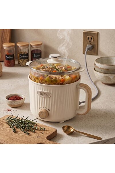 Primo Plus RA74 Multi-Purpose Electric Cooking Pot, 1.6L Capacity, Dual Power...