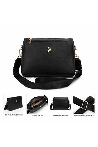 Mervişim Aksesuar Mother / Women's Black 3-Compartment Stylish Daily Hand and...