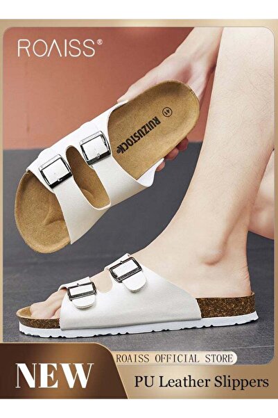 ROAISS Fashionable and Versatile Open-Toe Slippers for Men Daily Commuting Be...