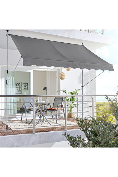 KÜSKÜ Teleskopik Balkon Tentesi Gri 250x130 cm | Ayarlanabilir Güneşlik ve Ba...