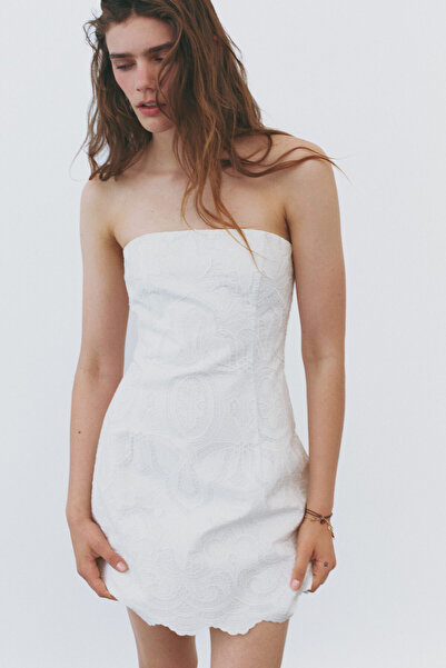 H&M İşlemeli Bandeau Elbise