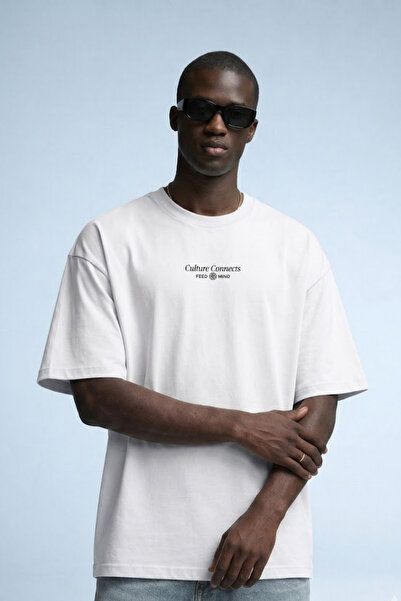 MATERIAL Men's Culture Connects Print Casual White T-Shirt