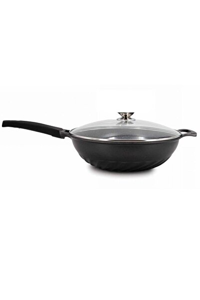 cheffinger Αντικολλητικό Τηγάνι Wok 32 cm με Μαρμάρινη Επίστρωση Καπάκι και Π...