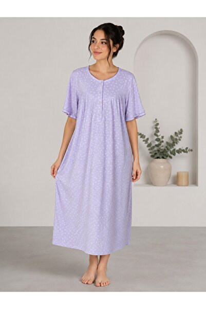 Alize Moda 100% Cotton Short Sleeve Floral Plus Size Women'S-Mom's Nightgown