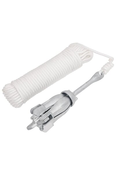 vidaxl Ancoră pliabilă cu funie, argintiu, 2,5 kg, fier maleabil