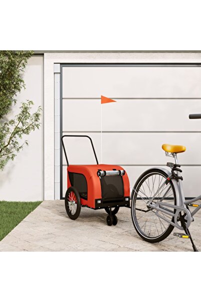vidaxl Remorcă bicicletă animale companie portocaliu/negru oxford/fier