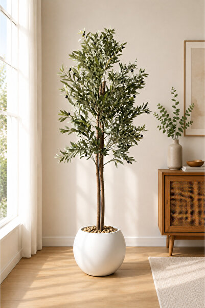 TrentonGCC Artificial Olive Tree with Modern Pot – Realistic Faux Indoor Oliv...