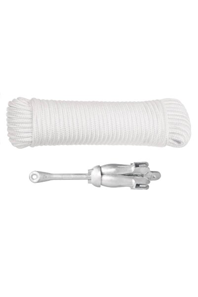 Concept Ancoră pliabilă cu funie, argintiu, 1,5 kg, fier maleabil