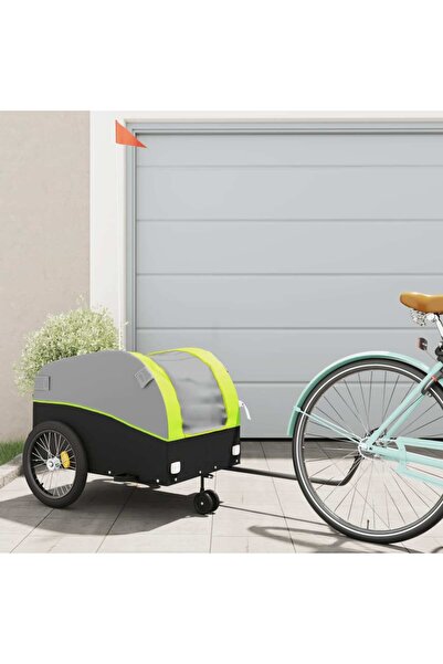 vidaxl Bicycle trailer, black and green, 45 kg, iron