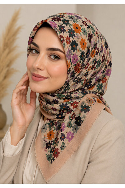 Butik Çiçekli Kaliteli Pamuklu Eşarp Yazma
