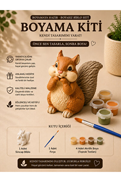 matheon Sincap Biblo Boyama Kiti – 4 Renk Boya ve Fırçalı Dekoratif DIY Hobi ...