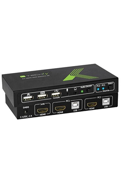 Techly Comutator KVM 2x1 USB HDMI 4Kx2K IDATA KVM-HDMI2U Negru
