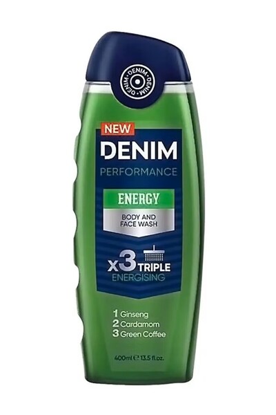 Denim PERFORMANCE ENERGY BODY AND FACE WASH X3 TRIPLE ENERGISING 1 Ginseng 2 ...