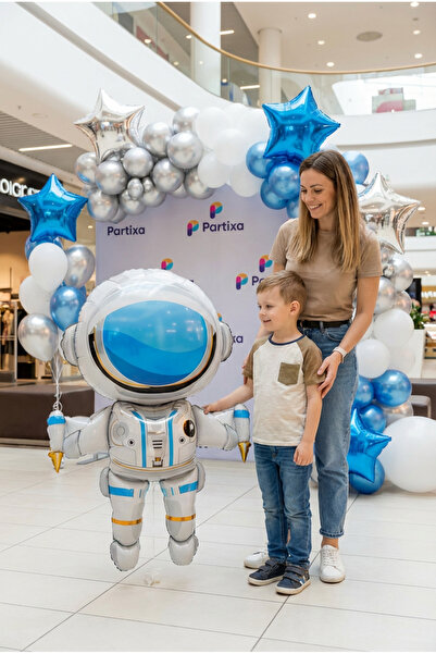 Partixa Büyük Astronot Folyo Balon 120 cm Uzay Temalı Doğum Günü Parti Süsü