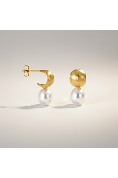 Oria Jewelry Cercei din argint 925 placați cu aur și perlă