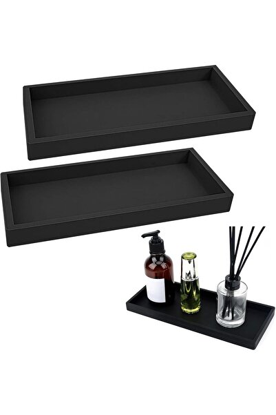 Other Ahaimy Set of 2 Bathroom Trays, Black, Small Rectangular Decorative Tra...