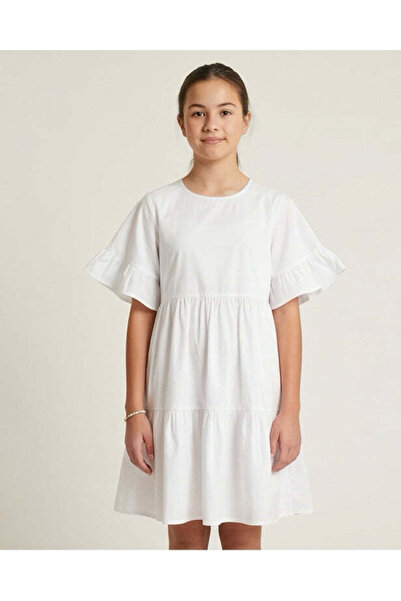 REDTAG Senior Girls White Solid Dress