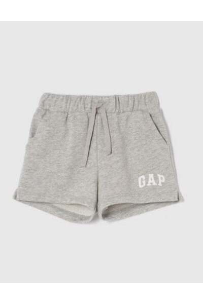 GAP Kids Gap Kız Bebek Logo Pull-On Fransız Havlu Kumaş Şort 1-5 Yaş GRİ