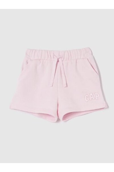 GAP Kids Gap Kız Bebek Logo Pull-On Fransız Havlu Kumaş Şort 1-5 Yaş PEMBE
