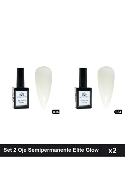 global fashion Set 2 Oje Semipermanente Elite Glow 15ml, Gel Polish UV/LED