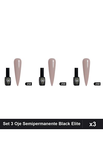 global fashion Set 3 Oje Semipermanente Black Elite 8ml, Manichiura UV/LED Pr...