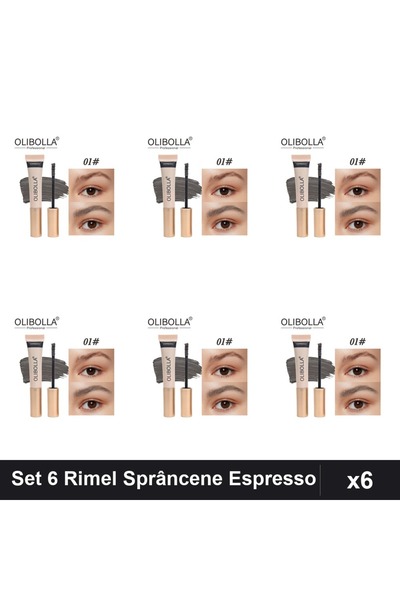 OLİBOLLA Set 6 Rimel Sprâncene #01 Espresso, Machiaj Profesional Sprânceni