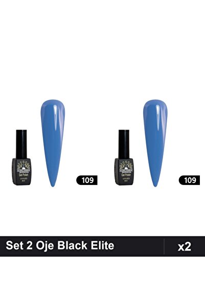 global fashion Set 2 Oje Semipermanente Black Elite 8ml, Manichiura UV/LED Pr...
