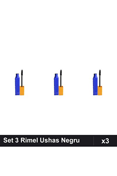 Ushas Set 3 Rimel Negru, Mascara Volumizanta pentru Gene, Makeup Profesional