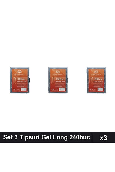 global fashion Set 3 Soft Tips Gel Long 240 Bucati, Tipsuri Unghii Profesiona...