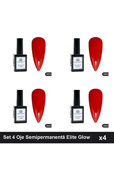 global fashion Set 4 Oje Semipermanentă Elite Glow 15ml, Gel Polish UV/LED Pr...