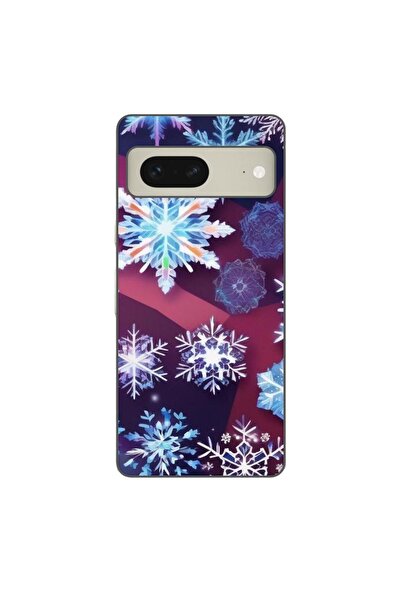 OEM Калъф, съвместим с Google Pixel 7, силиконов гел TPU с десен на снежинки